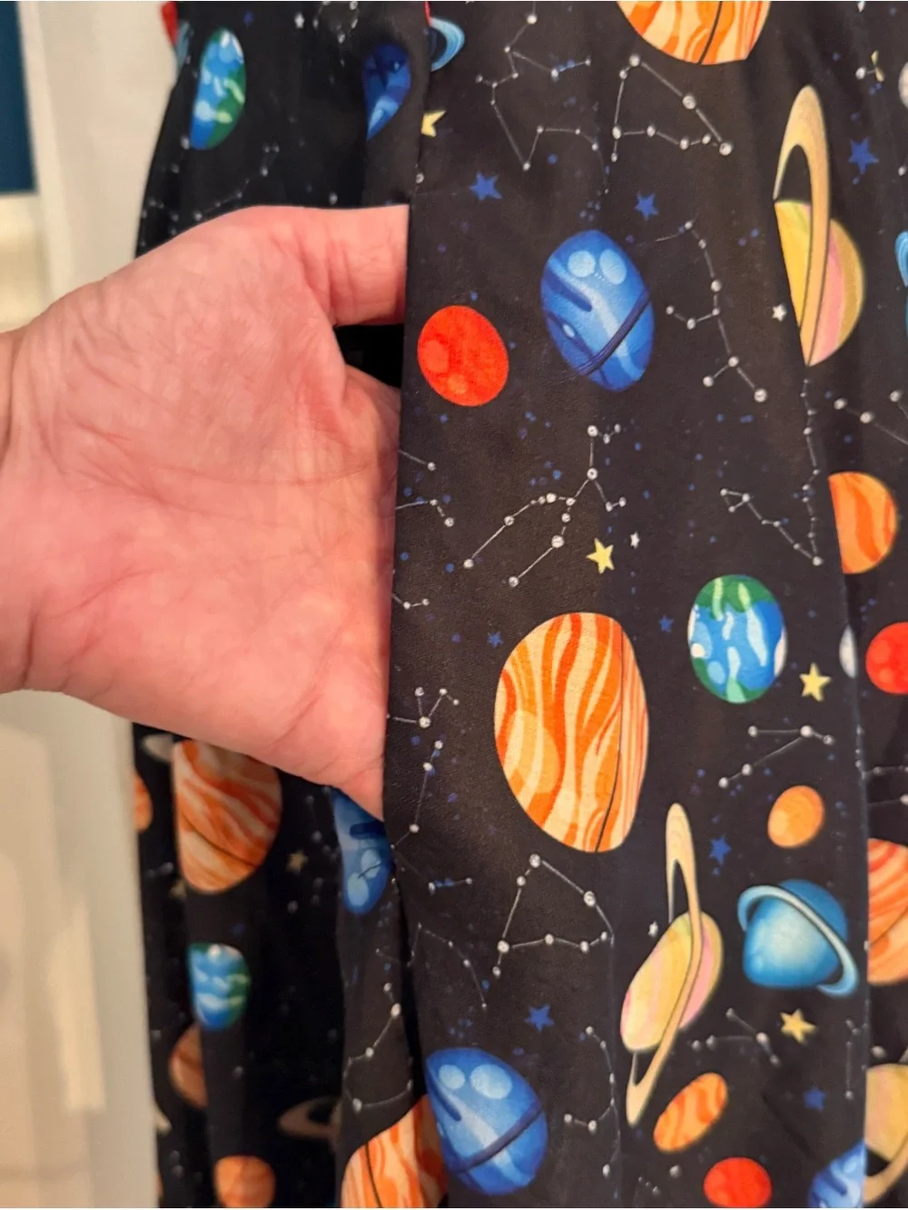 LA Soul Space Themed In Orbit Black Planet Print A-Line Skirt